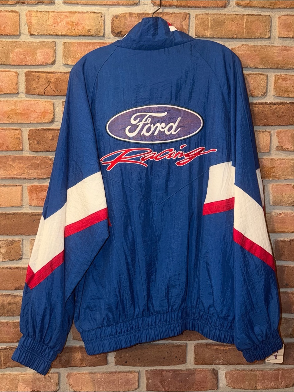 Vintage Ford Racing Windbreaker Jacket NOS Sample Blue White Red L - Picture 4 of 6